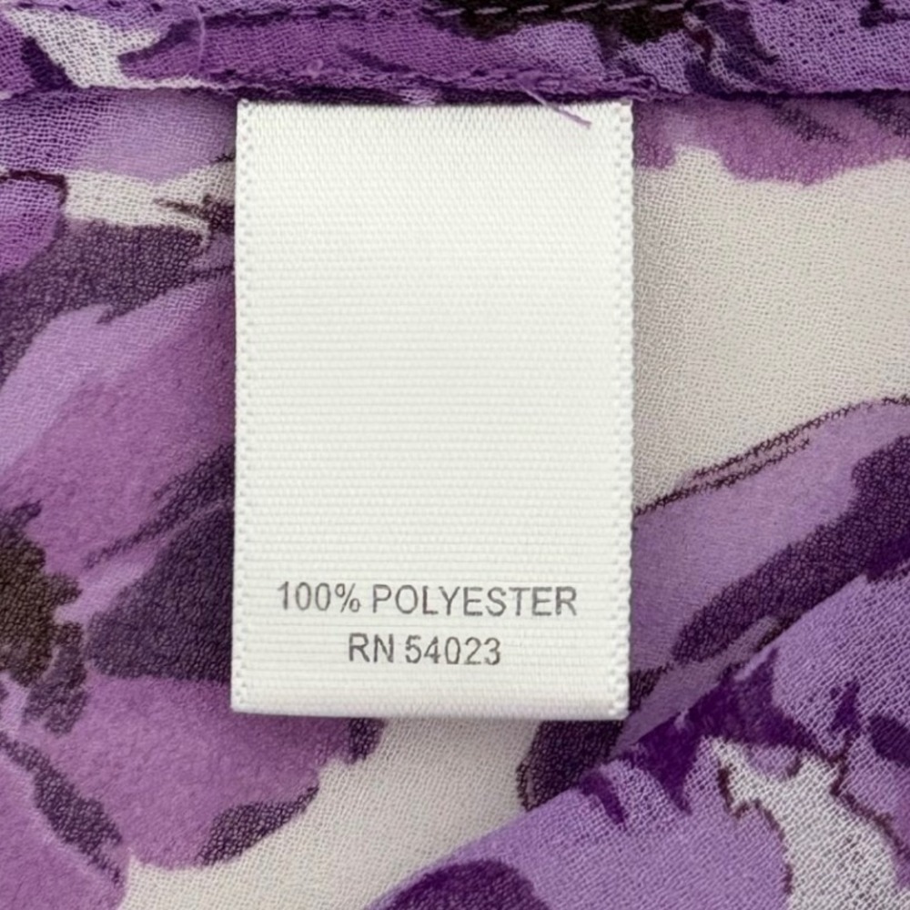 Banana Republic Purple Boho Poppy Floral Chiffon Blouse Sheer Top Tie Bow Size 6 - Picture 5 of 9